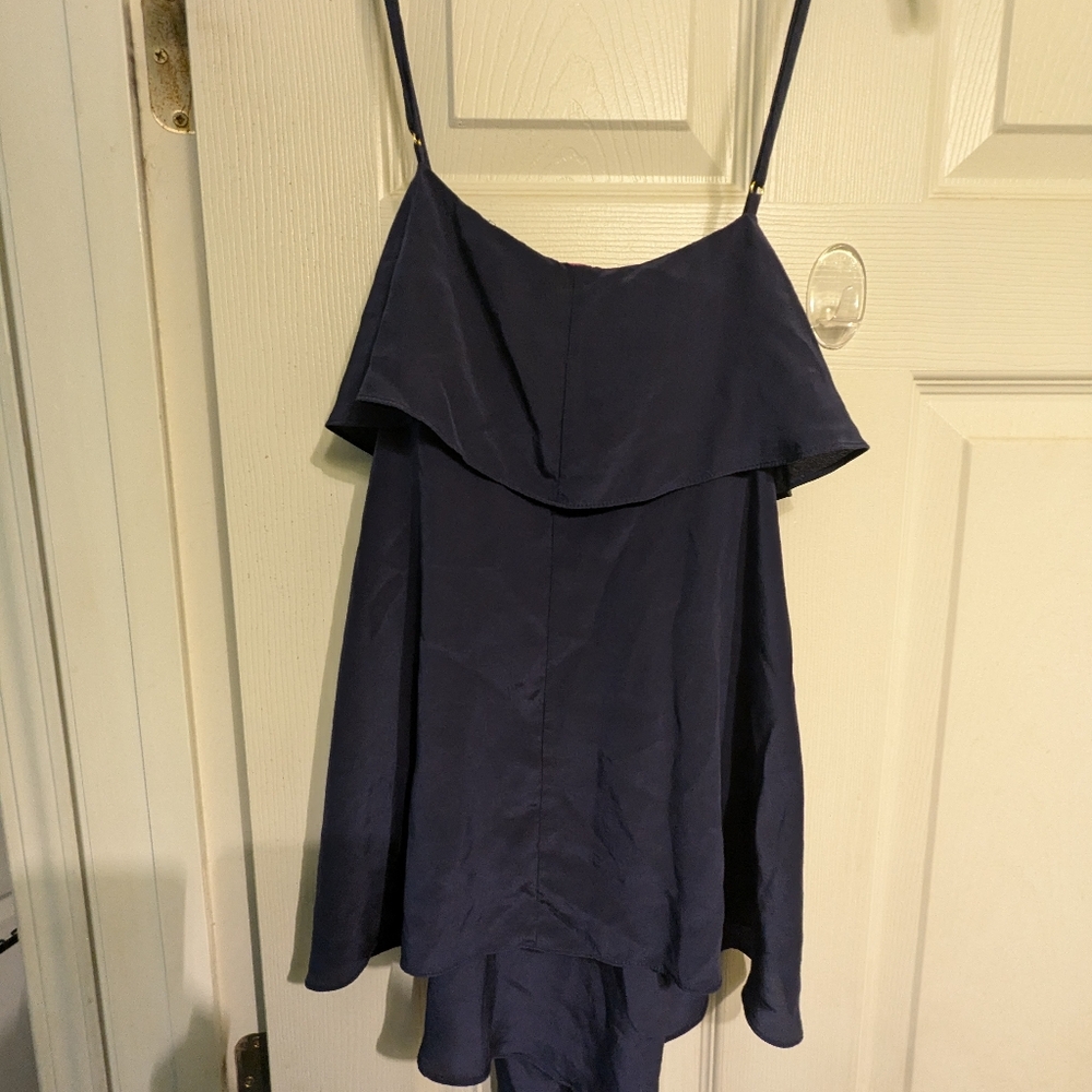 Lilly Pulitzer Sunset Silk Tank Top Large Navy Blue - Picture 3 of 6